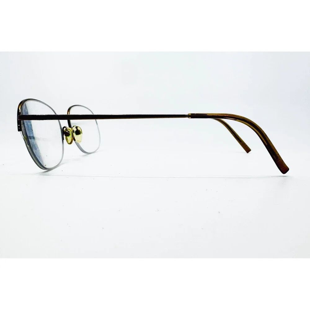 EN5659 Eyeglass Frames Mens Olive Semi Rimless Metal Oval 55-21-145